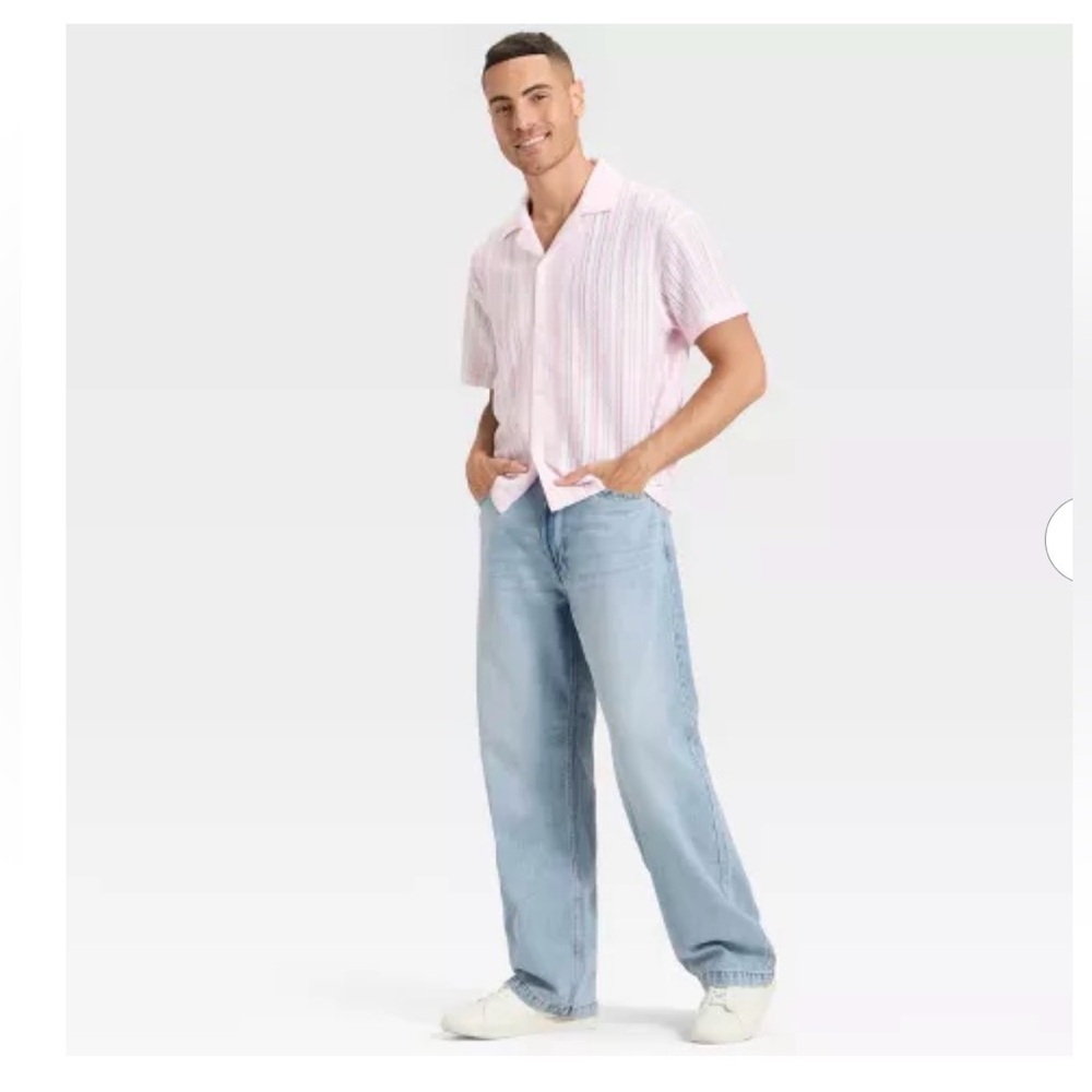Men's🧔🏻‍♂️Baggy Fit Jeans👖Original Use Light Indigo 34x32